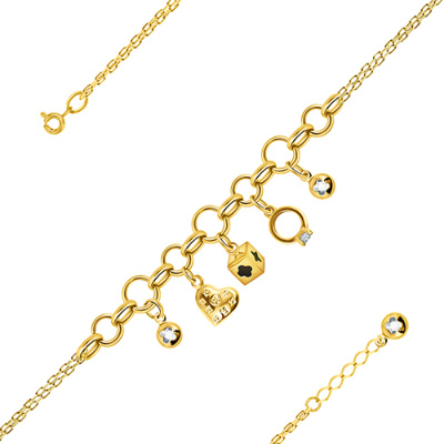 Браслет арт. ПАНДЦБ 2-59-Ж, Золото 585 Без эмали