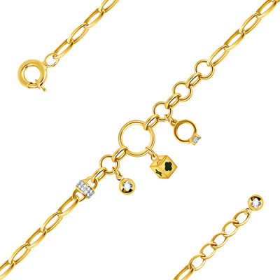 Браслет арт. ПАНДМБ 12-4-Ж, Золото 585 Без эмали