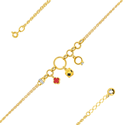 Браслет арт. ПАНДЦБ 23-7-26-Ж, Золото 585 Без эмали