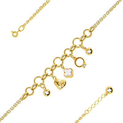 Браслет арт. ПАНДЦБ 2-61-Ж, Золото 585 Без эмали