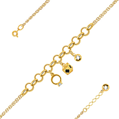 Браслет арт. ПАНДЦБ 3-4-Ж, Золото 585 Без эмали