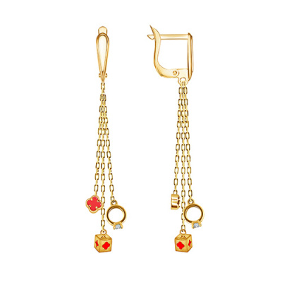 Серьги арт.ПАНДСВ 1-372-2-Ж, Золото 585