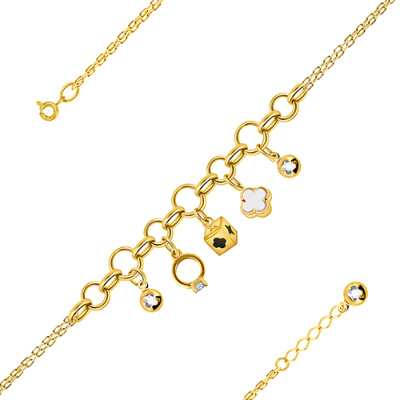 Браслет арт. ПАНДЦБ 2-63-Ж, Золото 585 Без эмали